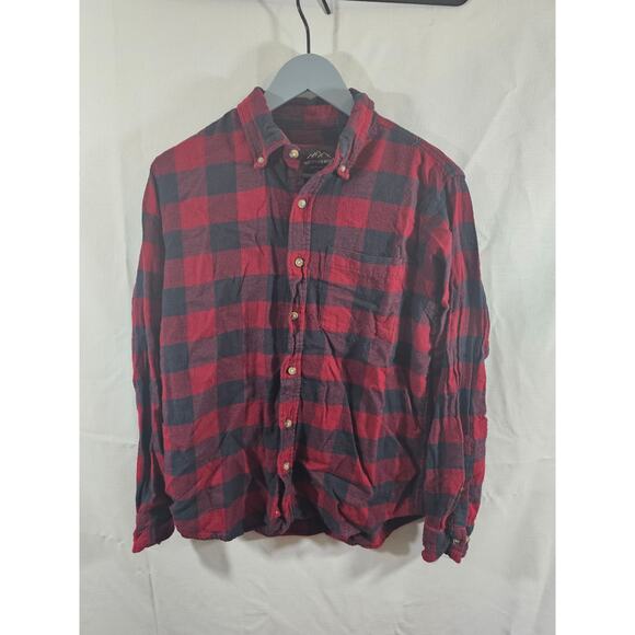 Mountain Ridge Button Down Flannel Shirt Red Black Plaid Long Sleeve Medium - Picture 1 of 7